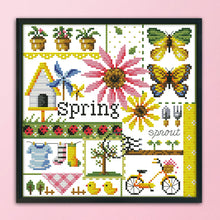 Load image into Gallery viewer, Spring 14CT Stamped Cross Stitch Kit 26x26cm(canvas)
