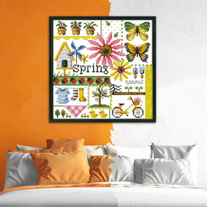 Spring 14CT Stamped Cross Stitch Kit 26x26cm(canvas)