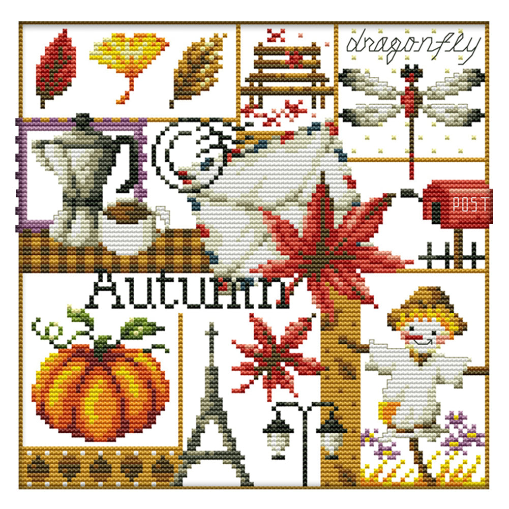 Autumn 14CT Stamped Cross Stitch Kit 27x26cm(canvas)