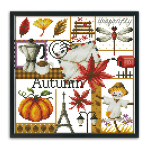 Autumn 14CT Stamped Cross Stitch Kit 27x26cm(canvas)