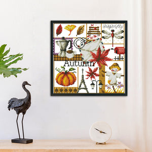 Autumn 14CT Stamped Cross Stitch Kit 27x26cm(canvas)