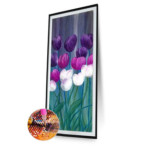 Flower Landscape 30x80cm(Canvas) full round drill diamond painting