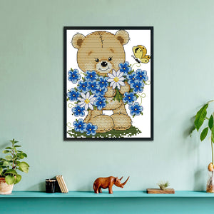 Bear 14CT Stamped Cross Stitch Kit 21x17cm(canvas)