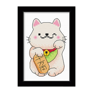 Lucky Cat 11CT Stamped Cross Stitch Kit 25x20cm(canvas)