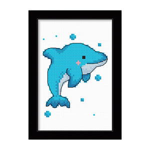 Baby Dolphin 11CT Stamped Cross Stitch Kit 25x20cm(canvas)