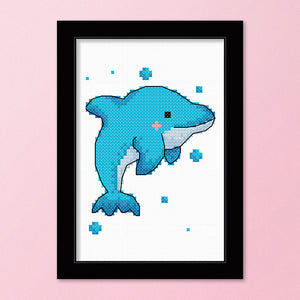 Baby Dolphin 11CT Stamped Cross Stitch Kit 25x20cm(canvas)