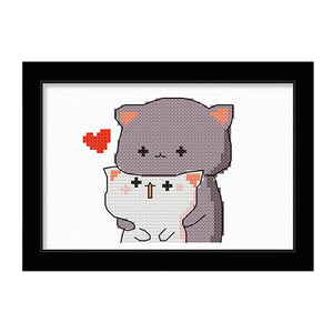 Couple Cat 11CT Stamped Cross Stitch Kit 25x20cm(canvas)