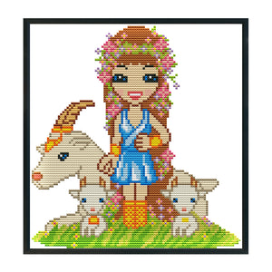 Capricornus 14CT Stamped Cross Stitch Kit 22x26cm(canvas)