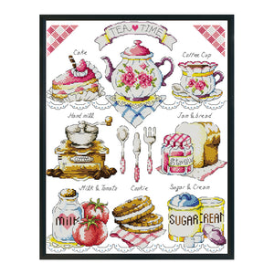 Tea Time 14CT Stamped Cross Stitch Kit 36x44cm(canvas)