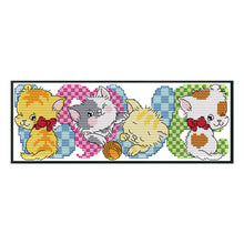 Load image into Gallery viewer, LOVE Cat 14CT Stamped Cross Stitch Kit 28x11cm(canvas)
