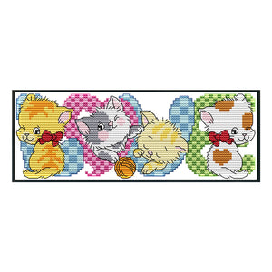 LOVE Cat 14CT Stamped Cross Stitch Kit 28x11cm(canvas)