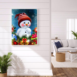Red Cheeks Snowman 30x40cm(Canvas) full round drill diamond painting