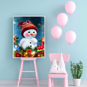 Red Cheeks Snowman 30x40cm(Canvas) full round drill diamond painting