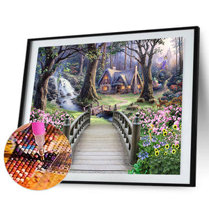 Bridge Over River 40x30cm(canvas) full round drill diamond painting