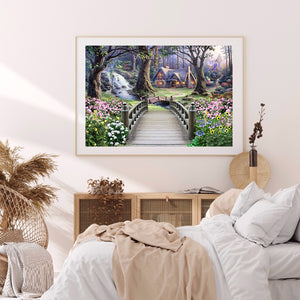 Bridge Over River 40x30cm(canvas) full round drill diamond painting