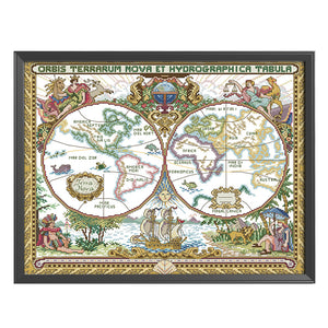 World Map 11CT Stamped Cross Stitch Kit 56x46cm(canvas)