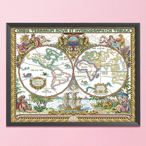 World Map 11CT Stamped Cross Stitch Kit 56x46cm(canvas)