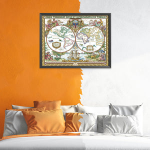 World Map 11CT Stamped Cross Stitch Kit 56x46cm(canvas)