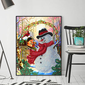 Snowman 30x40cm(canvas) partial special shaped drill diamond painting