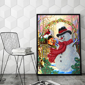 Snowman 30x40cm(canvas) partial special shaped drill diamond painting