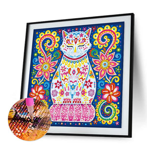 Luminous Cat 30x30cm(canvas) partial special shaped drill diamond painting