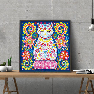 Luminous Cat 30x30cm(canvas) partial special shaped drill diamond painting