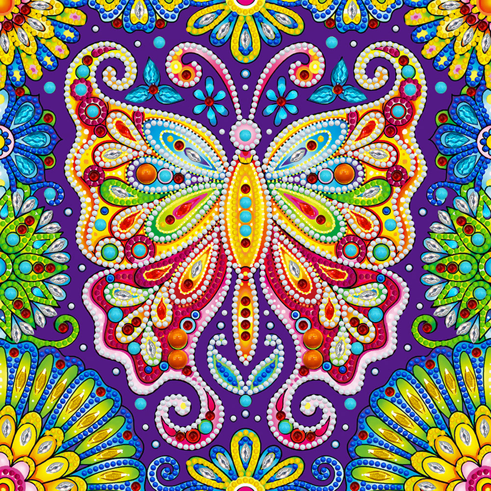 Luminous Butterfly 30x30cm(canvas) partial special shaped drill diamond painting