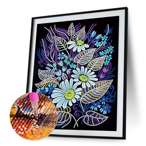 Luminous Flower 30x40cm(canvas) partial special shaped drill diamond painting