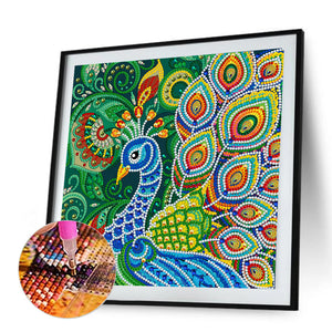 Luminous Peafowl 30x30cm(canvas) partial special shaped drill diamond painting