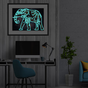Luminous Elephant 30x40cm(canvas) partial special shaped drill diamond painting
