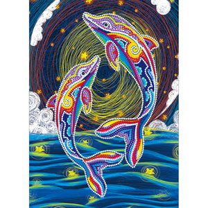Luminous Dolphin 30x40cm(canvas) partial special shaped drill diamond painting
