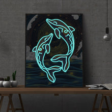 Load image into Gallery viewer, Luminous Dolphin 30x40cm(canvas) partial special shaped drill diamond painting
