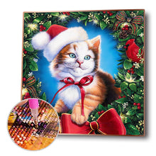Load image into Gallery viewer, Christmas Cat 30x30cm(canvas) full round drill diamond painting
