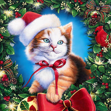 Load image into Gallery viewer, Christmas Cat 30x30cm(canvas) full round drill diamond painting
