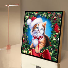 Load image into Gallery viewer, Christmas Cat 30x30cm(canvas) full round drill diamond painting
