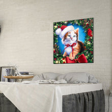 Load image into Gallery viewer, Christmas Cat 30x30cm(canvas) full round drill diamond painting
