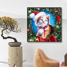 Load image into Gallery viewer, Christmas Cat 30x30cm(canvas) full round drill diamond painting
