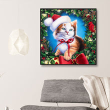 Load image into Gallery viewer, Christmas Cat 30x30cm(canvas) full round drill diamond painting
