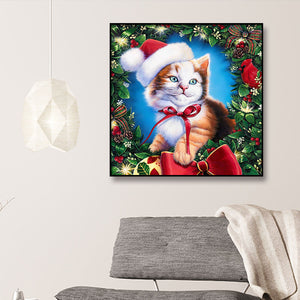 Christmas Cat 30x30cm(canvas) full round drill diamond painting