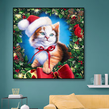 Load image into Gallery viewer, Christmas Cat 30x30cm(canvas) full round drill diamond painting
