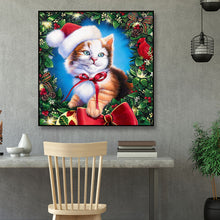 Load image into Gallery viewer, Christmas Cat 30x30cm(canvas) full round drill diamond painting
