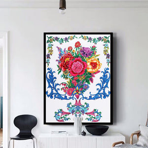 Colorful Flowers 30x40cm(canvas) beautiful special shaped drill diamond painting