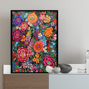Colorful Flowers 30x40cm(canvas) beautiful special shaped drill diamond painting
