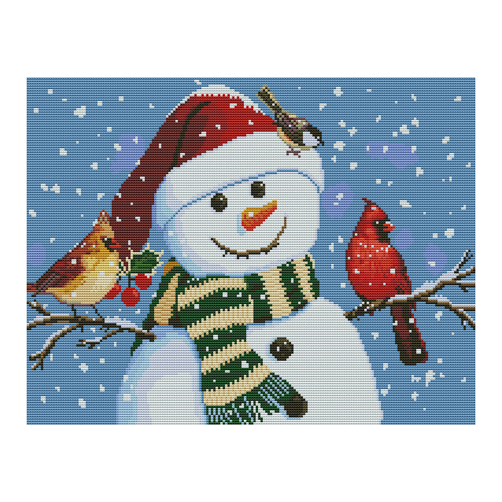 Snowman 11CT Stamped Cross Stitch Kit 50x40cm(canvas)