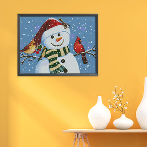 Snowman 11CT Stamped Cross Stitch Kit 50x40cm(canvas)