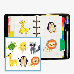 6pcs DIY Colorful Animal Self-Adhesive 5D Diamond Stickers Painting Kits