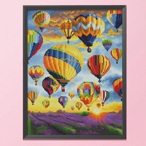 Hot Balloon 11CT Stamped Cross Stitch Kit 50x40cm(canvas)