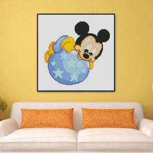 Mickey Mouse 11CT Stamped Cross Stitch Kit 30x30cm(canvas)