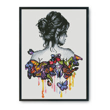 Load image into Gallery viewer, Butterfly Girl 11CT Stamped Cross Stitch Kit 30x40cm(canvas)
