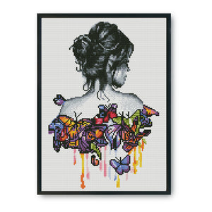 Butterfly Girl 11CT Stamped Cross Stitch Kit 30x40cm(canvas)